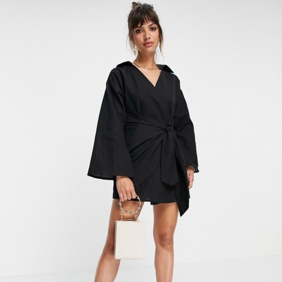 Pretty Lavish Black Cotton Linen Blend Mini Blazer Dress Sz 6 Editorial Capsule - Picture 1 of 8